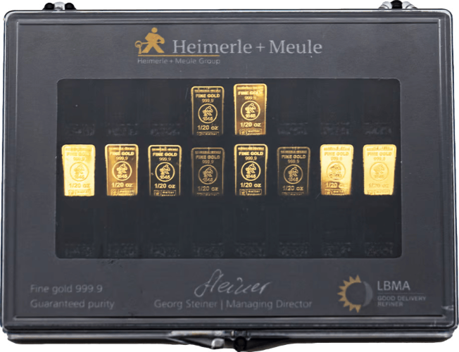 Goudbaar 10 x 1/20 ounce Heimerle-Meule 