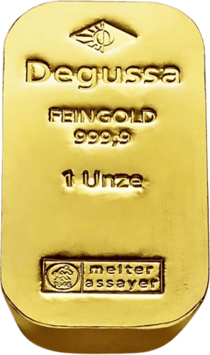 Goudbaar 1 ounce Degussa kistvorm