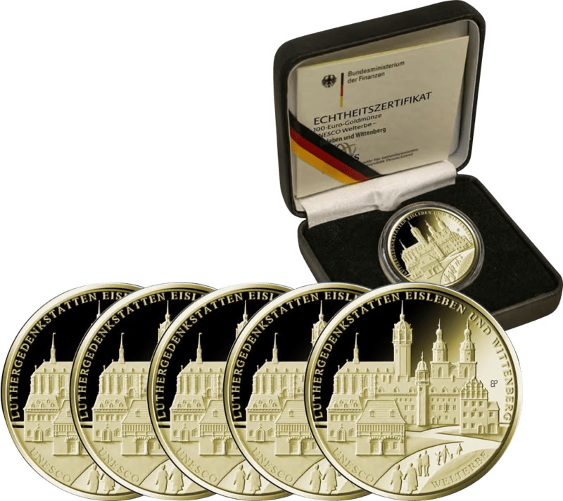 Gouden 1/2 ounce euro Luthergedenken Eisleben-Wittenberg A, D, F, G, J