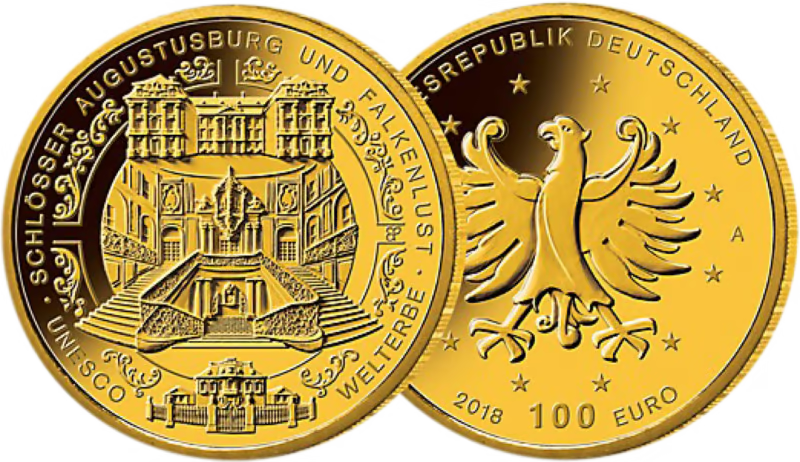 Gouden 1/2 ounce euro Augustusburg-Falkenlust Kastelen A