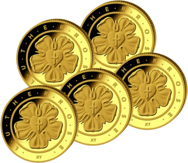 Gouden 1/4 ounce Lutherrose complete set