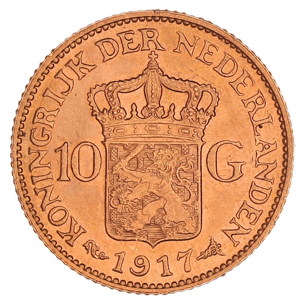 Gouden 10 gulden Wilhelmina 1917