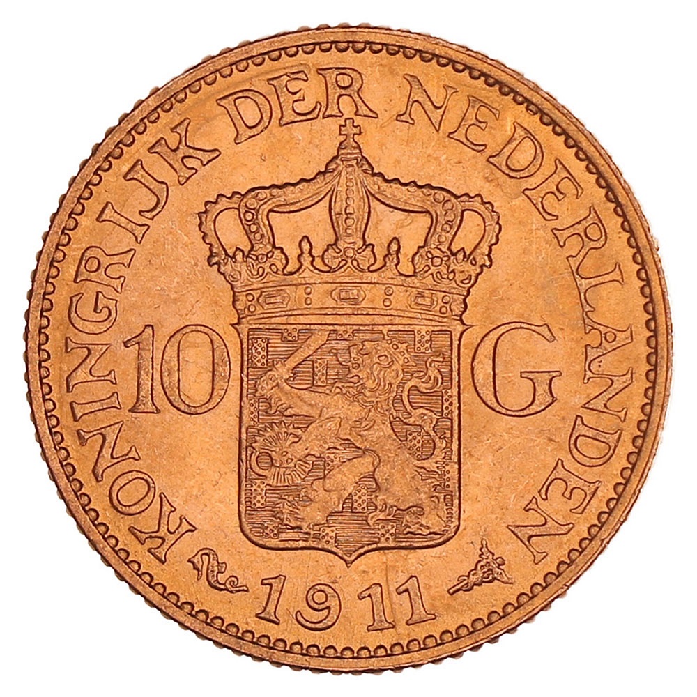 Gouden 10 Gulden Wilhelmina 1911