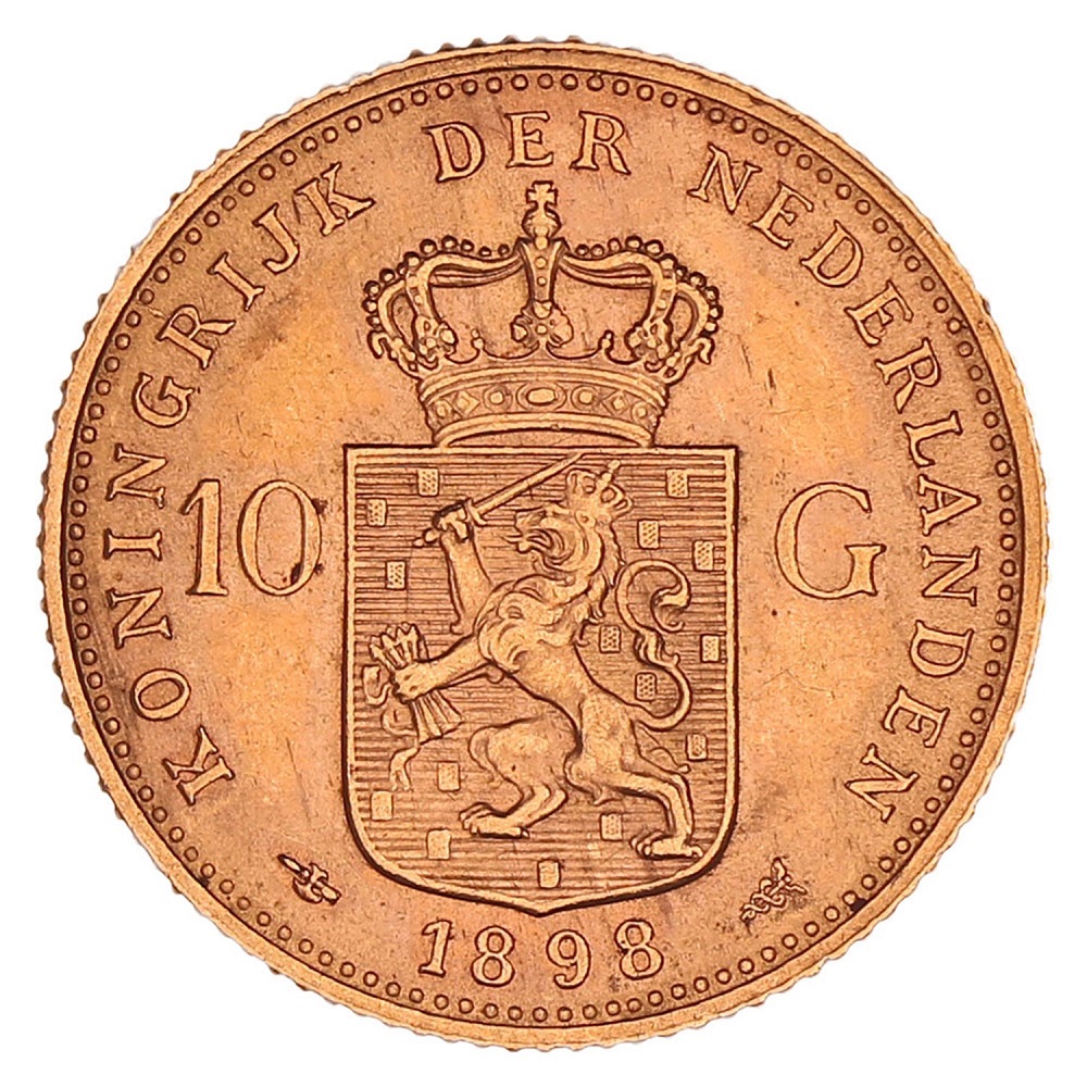 Gouden Tientje Wilhelmina Kroningstientje 1898
