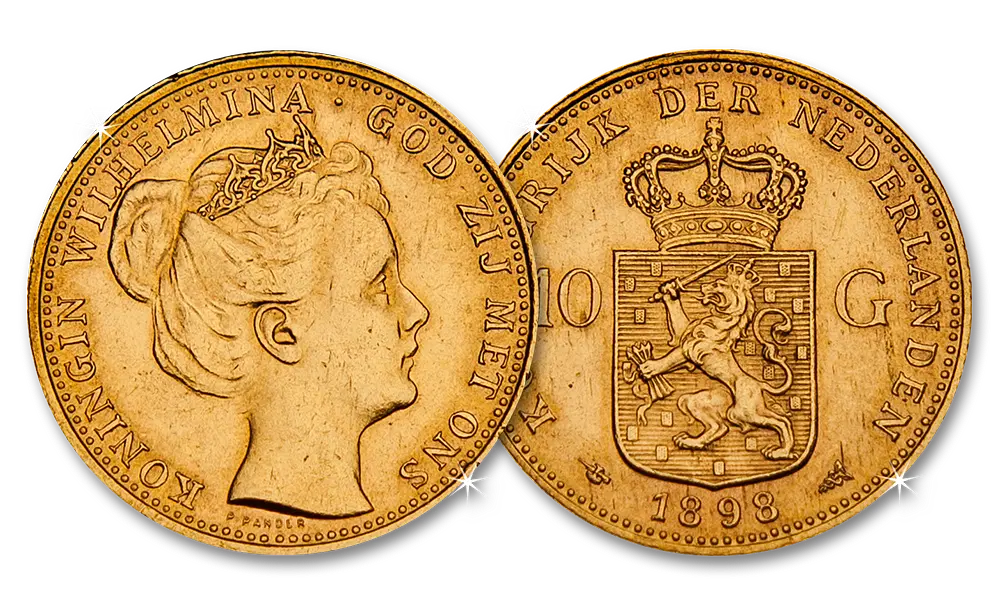 Gouden Tientje Wilhelmina Kroningstientje 1898
