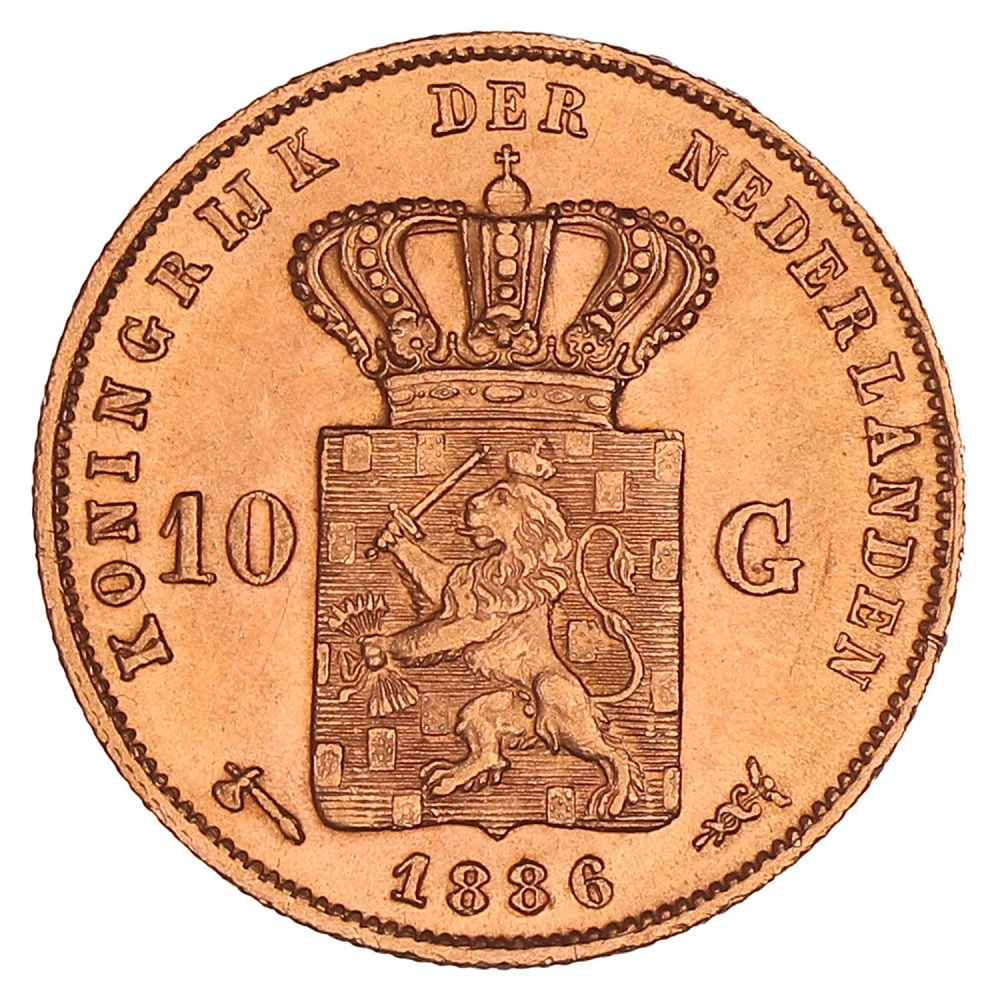 Gouden 10 Gulden Willem III 1886