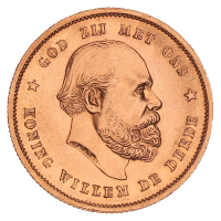 Gouden Tientje Willem III  Zeldzaam 1888