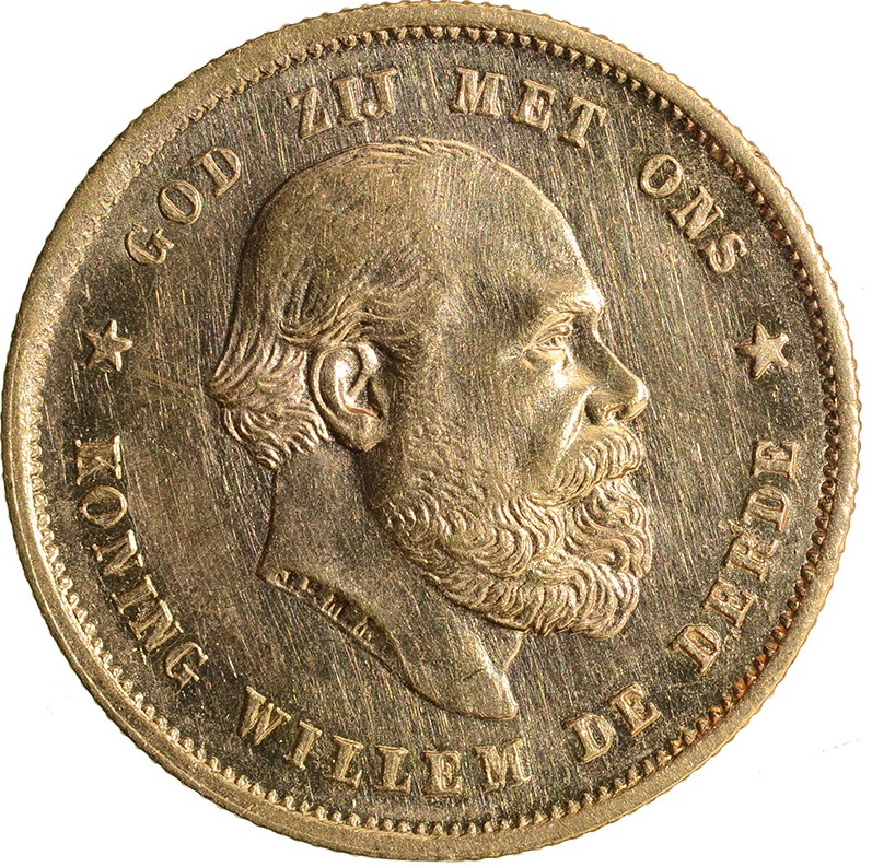 Gouden Tientje Willem III  Zeldzaam 1888